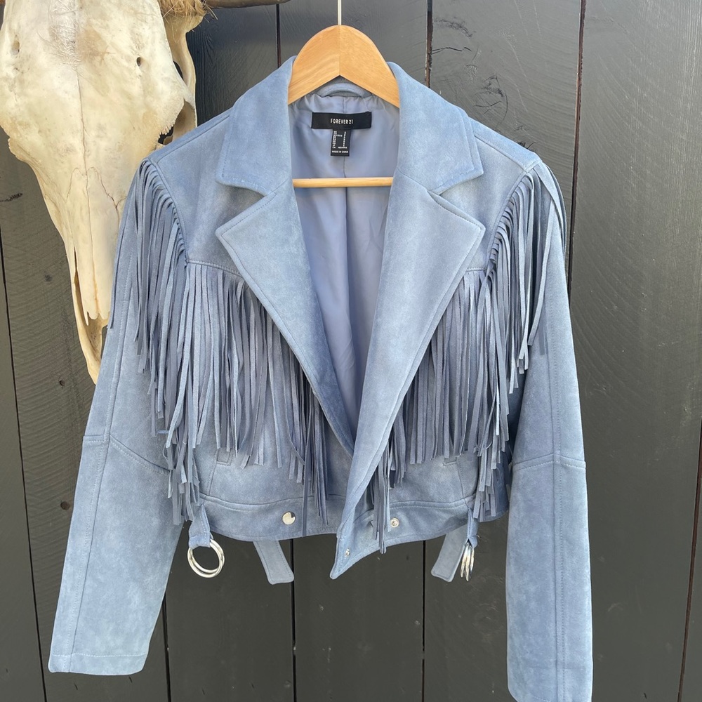 Forever 21 - Baby Blue Fringe Jacket